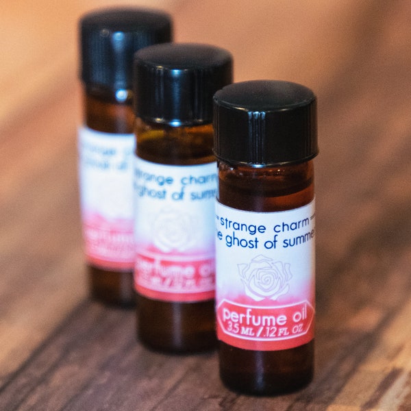 The Ghost of Summer Perfume Oil, fall gift, autumn scent, body oil, indie fragrance, indie perfume, rose, musk, amber, autumn leaves, nature