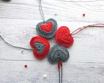 Wedding Decoration / Valentines day Gift / Crochet Heart / Keychain gift / Handmade Gift for Friend / Mini Crochet Heart / Decor photo prop