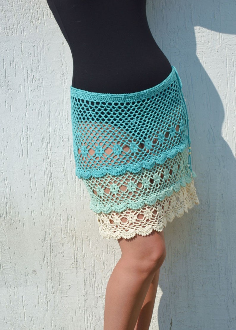 Beach lace skirt beige crochet skirt cotton skirts summer Boho skirt womens skirts hippie mini skirt beach cover up skirt brown knit skirt