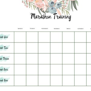Marathon Training Blank Calendar - 12 Week