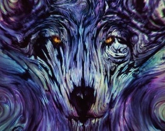 Tapiz Drift Wolf, bandera con espíritu de festival de música reciclada/sostenible (úsala como capa para raves).
