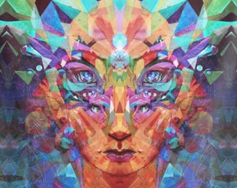 Esponsales de Bastet (Diosa de Cristal) Tapiz (Úsalo como festival de música / Rave Cape)