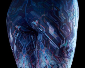 I/O - Yoga & Fitness Leggings, Reciclado, Sostenible, Arte Animal de Poder Sagrado, Ropa del Festival de Música Psicodélica EDM