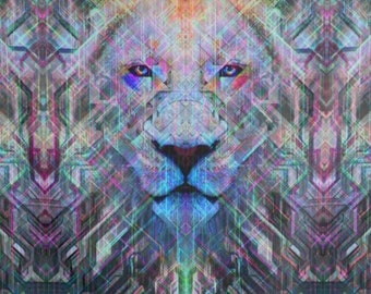 Imamu The Lion -  Power Animal Wall Art Dorm Tapestry (Wear it to a Music Festival as a Rave Cape)