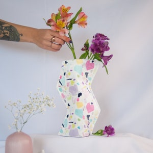 Terrazzo fabric vase, Contemporary home decor, modern textile vase