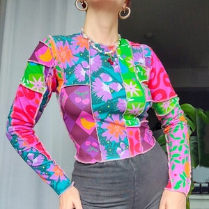 Zero-waste jersey patchwork long sleeve top | Colourful sustainable top
