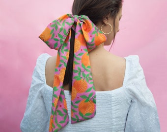 Orange garden" print hair scarf / Infinity colourful multipurpose  scarf