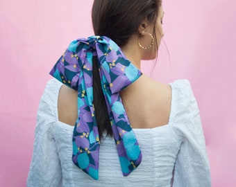 Lemony Blue print hair scarf / Infinity multipurpose scarf