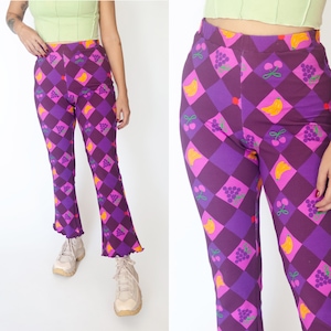 Snack Break Flare jersey pants Colourful printed cropped flare leggings zdjęcie 1