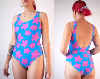 Flower Sky print one piece low-back swimsuit / New colourful swimwear collection