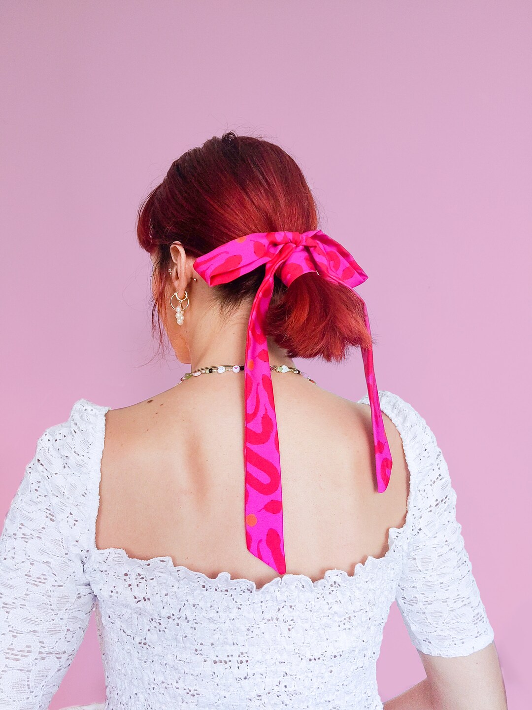 Strawberry Snakes Mini Hair Scarf / Colourful Multipurpose Super Skinny