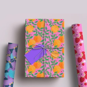 Fruity Wrapping Paper Set – Vibrant Fruit-Themed Gift Wrap Sheets (Set of 3) | Colorful Handmade Patterns for Summer Gifts, Birthdays