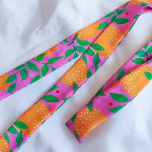 Orange garden mini hair scarf / Infinity colourful multipurpose scarf & hair bow image 4