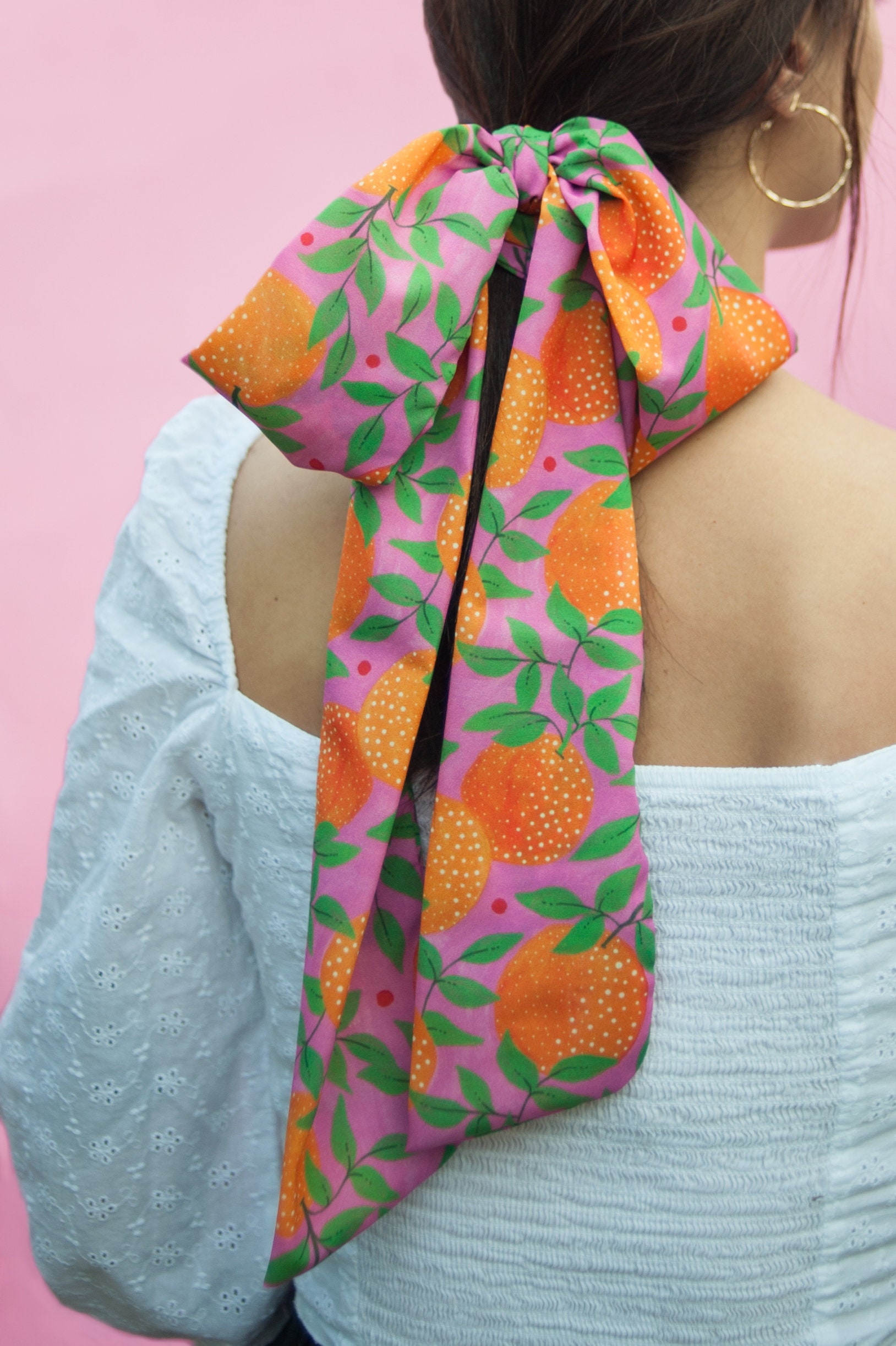 Orange Garden Print Hair Scarf / Infinity Colourful - Etsy