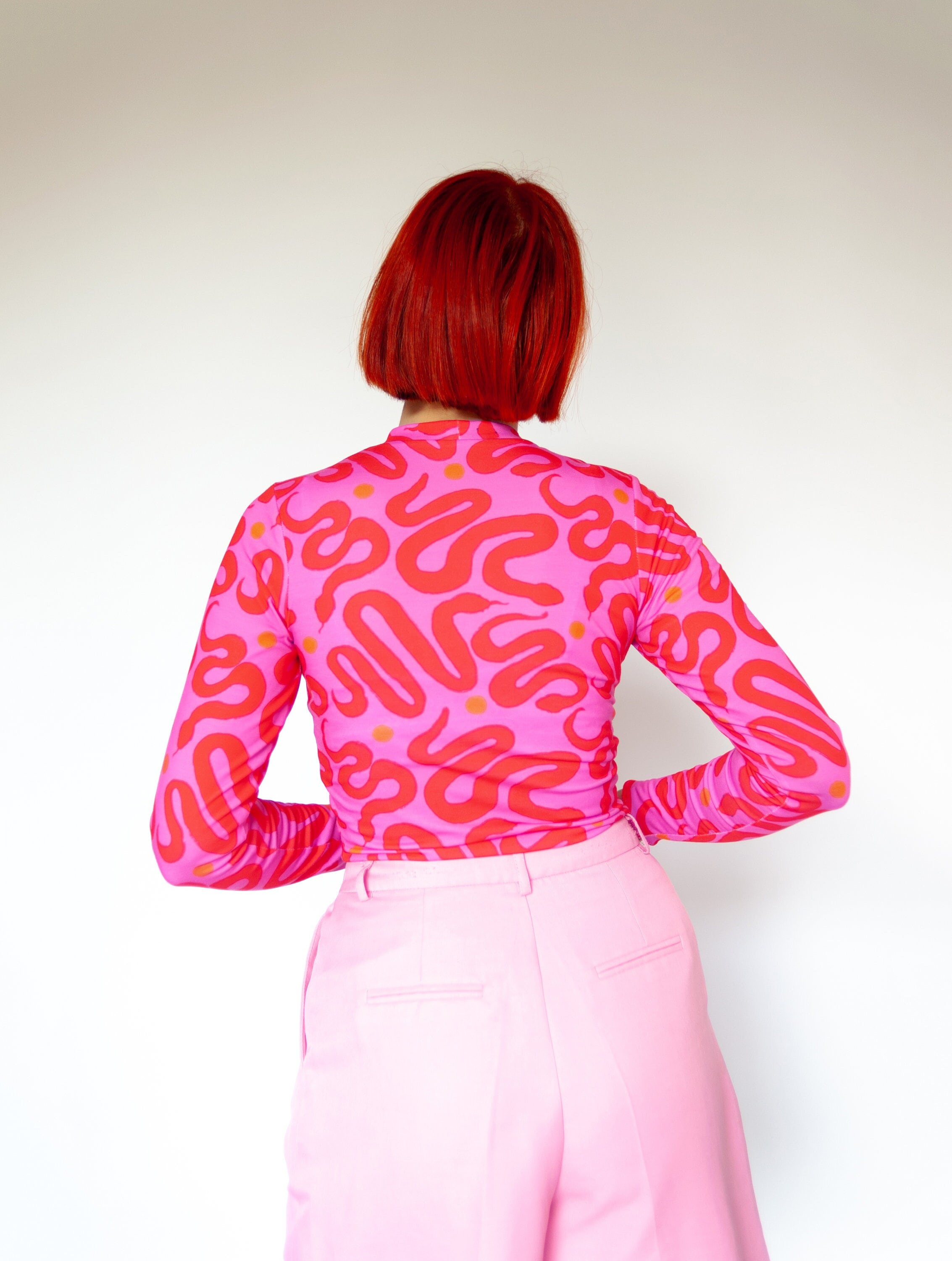 hot pink mock turtleneck