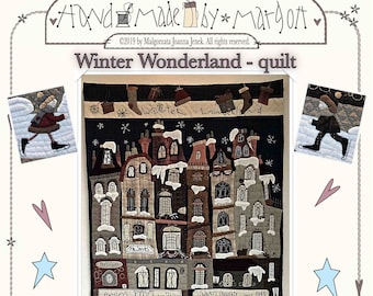 Winter Wonderland,wall hanging quilt,Christmas quilt,winter quilt,christmasy quilt pattern, paper pattern, physical pattern,MJJenek,appliqué