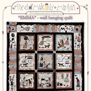EMMA - colcha para colgar en la pared de MJJenek, patrón de colcha PAPER, patrón de patchwork, instrucciones de colcha, patrón físico, aplicación a mano, tradicional