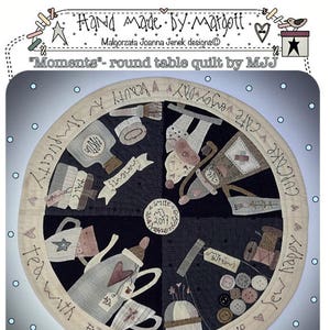 Moments - round table quilt by MJJenek , PAPER pattern, hand appliquéd quilt, PHYSICAL pattern, patchwork anleitung