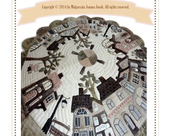 PDF Quilt pattern, Silent in the city, round table quilt, PDF pattern by MJJenekdesigns©
