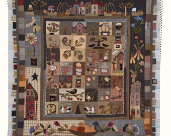 Scraps of my life - PAPER pattern, Quilt pattern, primitive quilt by MJJenek, hand appliqué