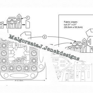 Paper / Physical quilt pattern , Between small Townhouses, table quilt pattern, MJJ pattern, primitive quilt pattern image 4