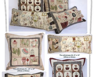 The Pillowcases Collection by MJJenek, Four pillowcases, Pillowcase pattern, Paper pattern for cushions, Margott, Hand appliqué pattern