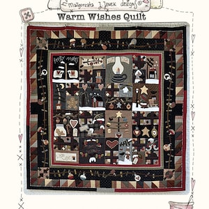 Warm Wishes Quilt by MJJenek,PAPER / PHYSICAL pattern,Christmas Quilt pattern, Christmas primitive, Winter Quilt pattern,Winter primitive