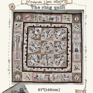 Il motivo Ring Quilt- PAPER di MJJenek, motivo di carta unione superfici, cucito, motivo applicato a mano, motivo patchwork, unione superfici quadrata.
