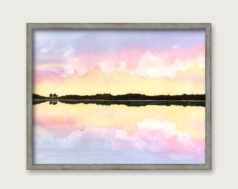 Wetlands Reflections PRINT - Original Watercolor Painting - Beach House Art - Coastal Wall Decor