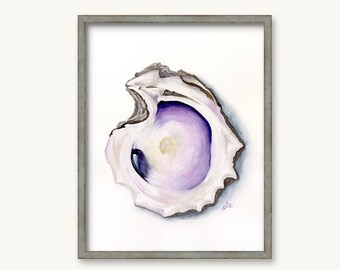 Oyster Shell Watercolor PRINT - Fun Florida Art  - Coastal wall Décor - Original Painting - High Quality