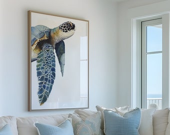 Sea Turtle Watercolor Giclee Print – Coastal Beach Wall Art