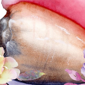 Conch Shell and Flowers GICLEE PRINT Original Watercolor Painting Beach House Art Coastal Wall Decor image 5