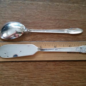 First Love Rogers Bros International Silver Butter Knife and Sugar Spoon Vintage Silverplate