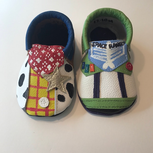 Toy Story Leather Moccasins, Woody and Buzz Lightyear Shoes, Toy Story, Genuine Leather Baby Moccasins,Baby Moccasins,Toddler Moccasins