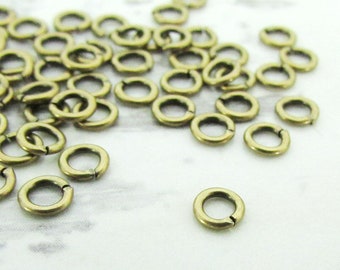 100pcs, 4mm Brass Jump Rings, 20ga, Oxidized Brass Jump Rings, Antique Gold Jumprings, Connectors, Round Jump Rings, Open Jumprings