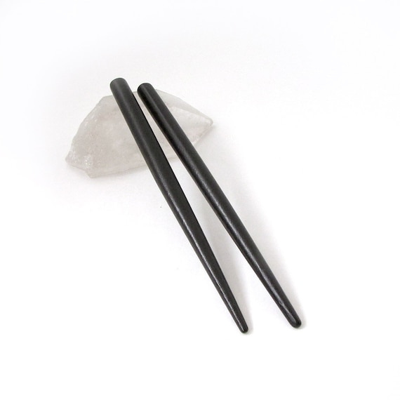 4.5" Black Bone Hair Sticks Pair - black hair stick or knit shawl stick pin, boho hair accessory blank, short and lightweight hairsticks
