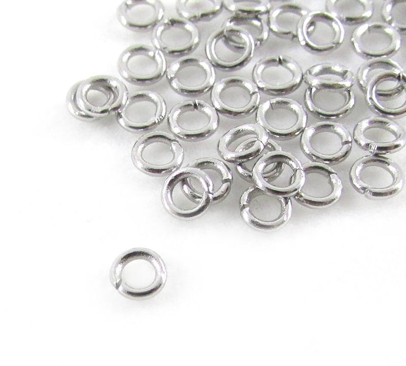 50pcs, 3mm Stainless Steel Jump Rings, 22ga, Stainless Jump Rings, Stainless Steel Jumprings Open Round Jump Rings Connectors, Chainmaille image 1