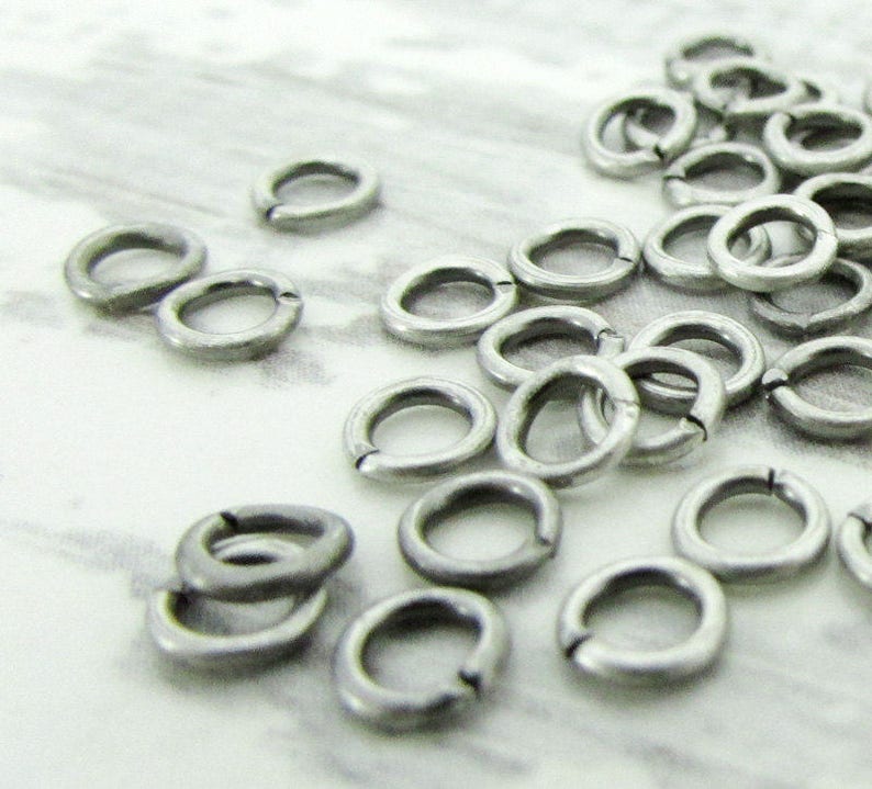 5mm Antique Silver Jump Rings 19g, 100pcs oxidized silver jumprings, 5mm jump rings, open jump rings links for charms silver plated findings image 3