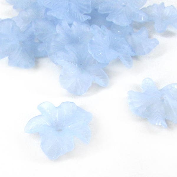 Light Blue Lucite Flower Beads, 23x5 Frosted sky blue acrylic flower beads, flower bead caps, acrylic flowers, lucite flowers, lightweight