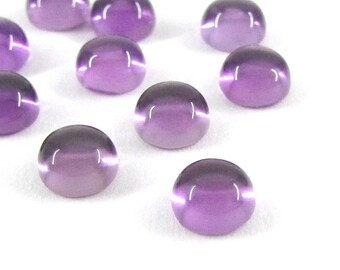 5mm Amethyst Purple Cabs, 10pc Round Purple Cabochon, February Birthstone, Loose Stones, Jewelry Supplies, Purple Glass