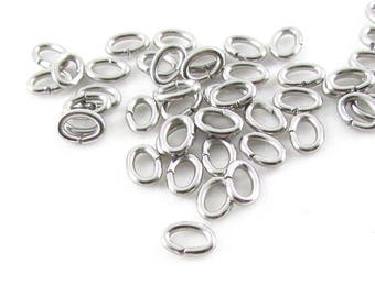 6x4mm Oval Jump Rings, 18g stainless steel jump rings, 50pcs silver jumprings, small open jump rings, connectors for charms and earrings