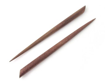 6" Wooden Hair Sticks Pair - Brown with oval setting for cabochon, wood hair stick or knit shawl stick pin, lightweight hair accessory blank