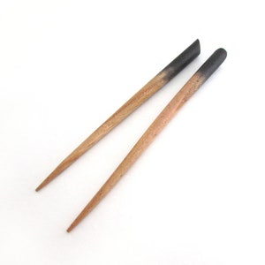 6" Wooden Hair Sticks Pair - Black and brown with oval setting for cabochon, wood hair stick or knit shawl stick pin, hair accessory blank