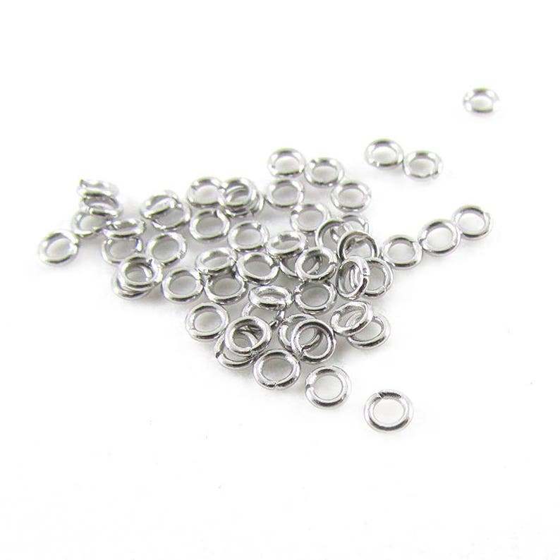 50pcs, 3mm Stainless Steel Jump Rings, 22ga, Stainless Jump Rings, Stainless Steel Jumprings Open Round Jump Rings Connectors, Chainmaille image 2