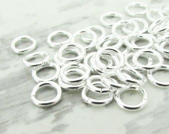 6mm Silver Jump Rings, 18g 100pcs shiny bright silver jumprings, 6mm jump rings, silver plated open jump rings jewelry component connectors