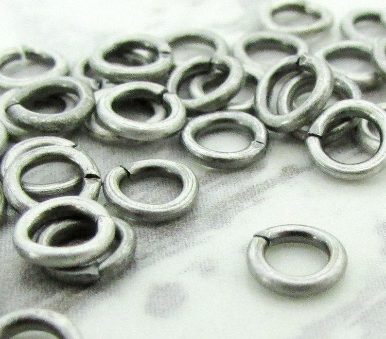 5mm Antique Silver Jump Rings 19g, 100pcs oxidized silver jumprings, 5mm jump rings, open jump rings links for charms silver plated findings image 1