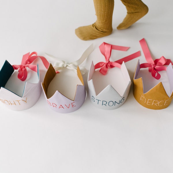 Fabric Crown Sewing Pattern PDF, Embroidered Words, Kids Play Crown