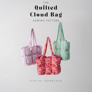 Quilted Cloud Bag Sewing Pattern PDF: DIY Shoulder Tote Purse Tutorial (Digital Download)