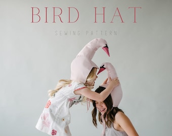 Swan Hat Sewing Pattern, Goose, Flamingo,  Crane,  DIY bird costume, child and adult size Hat Tutorial, Cosplay, Digital Download