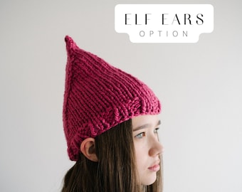 Pixie Elf Hat Knitting Pattern, Elf Knitting Pattern, Pointed Hat Cosplay, Easy to Knit Toque, Beginner Baby hat Knitting Pattern,Bulky Yarn